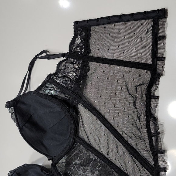 Silk & Satin Push Up Bra Bustier, Size Large - Picture 12 of 13